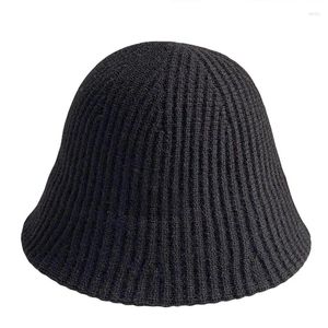 Bérets Vintage laine tricoté seau chapeau femmes mode hiver chaud pêcheur noir chapeaux loisirs dôme bassin casquette Bonnet