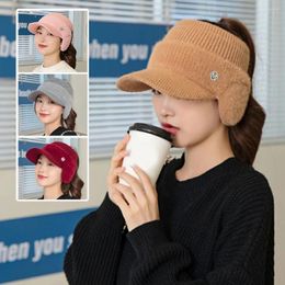 Boinas Visera Sombreros Gorra con protección para los oídos Gorro con orejeras Gorras de béisbol Punto Mujer Moda Invierno Versión coreana Moda Vacío