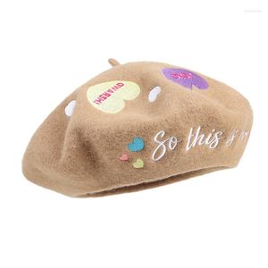 Berets Visrover Winterhoeden Kasjmier Wool Party Beanie Graceful Love Beret voor vrouwelijke Cap Hat Solid Top Quality Gift