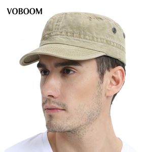 Bérets VOBOOM Été Casquette Militaire Printemps Hommes Femmes Lavé Coton Design De Mode Plat Baseball Top Armée Chapeau avec Trou D'air Réglable 230822