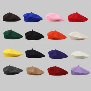 Bérets chapeau de laine chaud femmes filles rétro élégant casquette unie tout assorti couleur unie artiste français dame