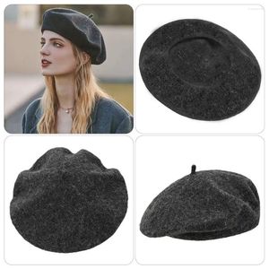 Bérets chapeau de laine chaud femmes filles couleur unie rétro artiste français élégant tout assorti casquette unie dame