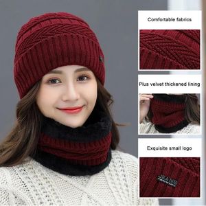 Boinas más cálidas de punto, bufanda, sombrero, gorros de invierno a la moda, gorros de abrigo para hombre, conjunto de gorros de dos piezas, gorros de lana para mujer, cuello