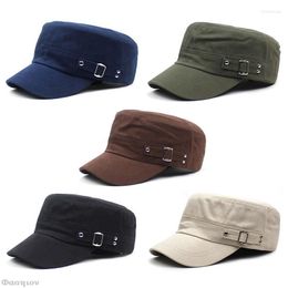 Bérets Coton Lavé Casquettes Plates Été Automne Ceintures Réglables Casquette Armée Style Militaire Cadet Chapeau Femmes Hommes En Plein Air Peintre Chapeaux 2023