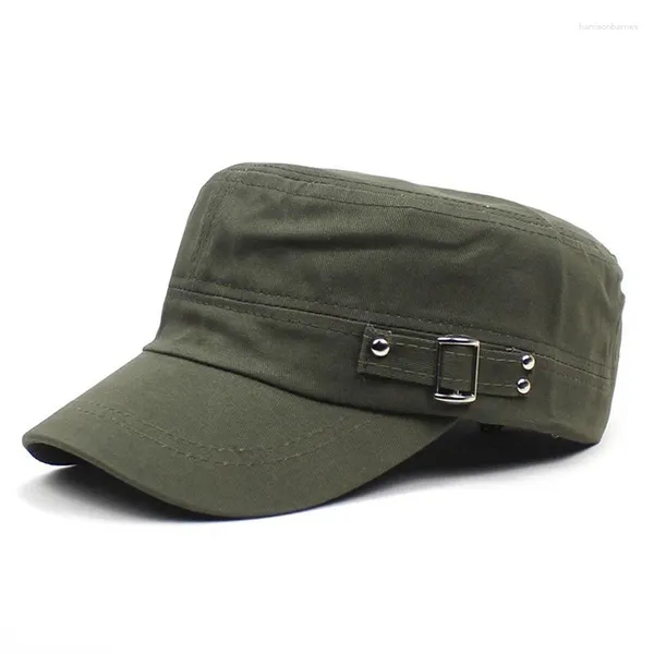 Boinas Gorras planas de algodón lavadas Verano Otoño Cinturones ajustables Gorra militar Estilo militar Cadete Chapeau Mujeres Hombres Pintor al aire libre Sombreros