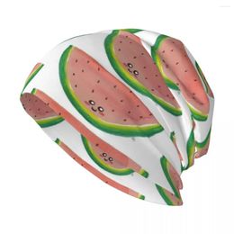 Bérets WaterColorMelon - Une illustration de tranche de pastèque heureuse mignonne fraîche Summertime Fun Knit Hat Chapeaux de thé pour femmes hommes