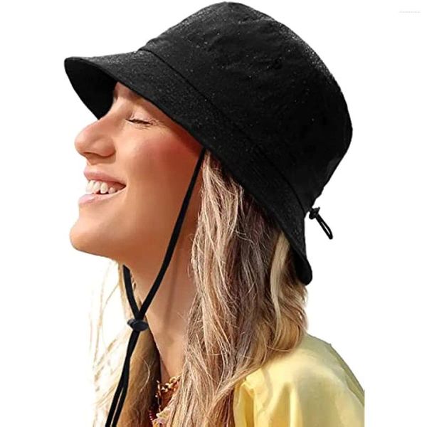 Bérets Chapeau de seau imperméable pour femmes hommes pluie UPF 50 large bord Boonie soleil pliable été disquette plage pêche Safari