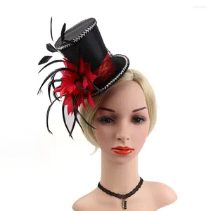 Berets Wedding Bridal Mini Top Hat 20s Fascinateur de plumes avec des coiffes de clips