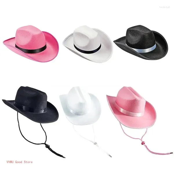 Boinas Fiesta de boda Fedora Cowgirl Sombreros para mujeres Hombres Vaquero de tela gruesa con borde occidental sentido casual