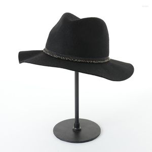 Berets Weme Britse vintage pailletten keten wol jazz tophoed voor mannen en vrouwen mode herfst winter fedora