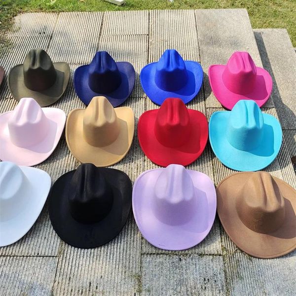 Boinas Western Cowboy Fedora Hat para mujeres Hombres Sombreros de jazz Gamuza clásica 10 cm de ancho ala Moda Fiesta de viaje al por mayor