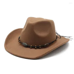 Bérets Western Cowboy Hat pour femmes fête des hommes Cowgirl en laine Fedora British Jazz Top Cap Tourist Mountainering Sun Felt