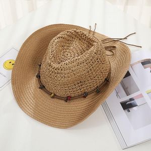 Bérets Western Cowboy chapeau hommes et femmes marée casquette de plage crème solaire pliable pêche grand bord tissé à la main creux soleil casquettes