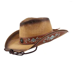 Bérets Western Cowboy Hat Sunhat Jazz Top Roll Up Brim Hats pour le camping Performance Performance Street Music Festival Concerts