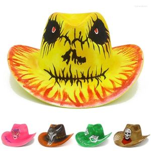Bérets Western Cowboy Hat unisexe Cowgirl Costume fête scène accessoires crâne Fedora casquette en gros