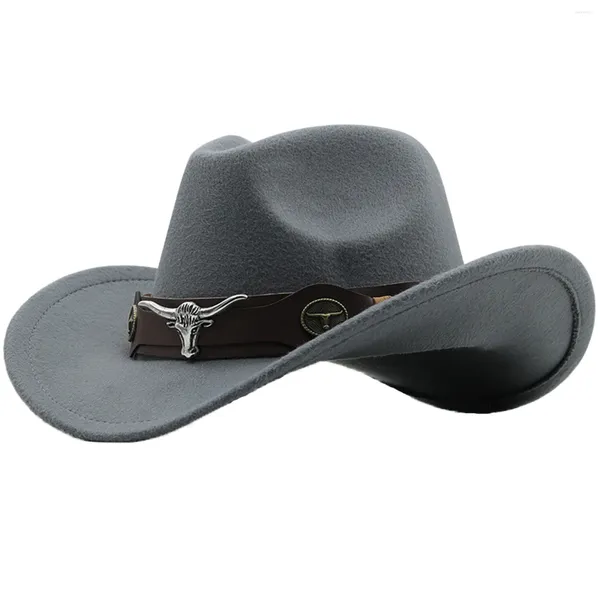 Bérets Western Cowboy Chapeaux ethniques en feutre Panama Casual avec DCorative Belt n Women and Teens