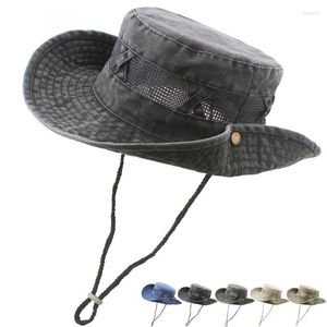 Bérets Western Chapeau De Pêche En Plein Air Hommes Et Femmes Crème Solaire Respirant Pare-Soleil Coton Maille Randonnée Pêcheur