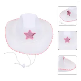 Baretten Westerse stijl Denim Pentagram Hoed Kind heeft Party Cowgirl Hoeden Wollen Roze Ster