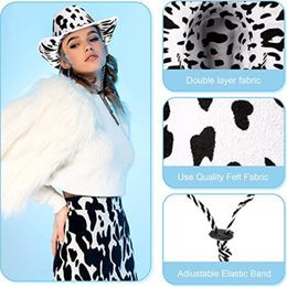 Bérets Styles occidentaux Cowgirl chapeau ensemble pour adulte réglable vache impression Cowboy Bandana convient à la plupart des femmes hommes fête à thème