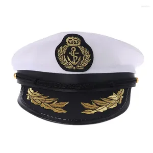 Bérets blancs adultes de yacht capitaine de la marine de la marine de la marine