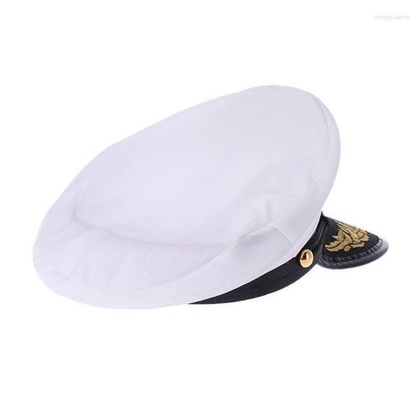 Bérets blanc adulte Yacht bateau capitaine marine casquette Costume fête Cosplay robe marin chapeau