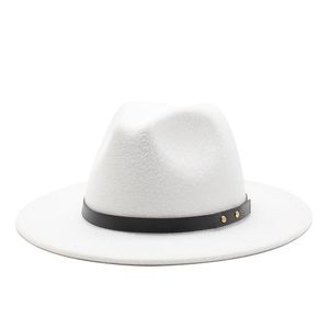 Beretten witte zwarte wol fedora hoed vilt cap wide rand dames trilby chapeu feminino vrouwen mannen jazz peetvader sombrero capsberets beretsberet