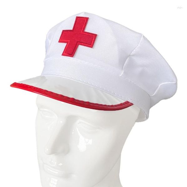 Boinas gorra blanca hombres mujeres disfraz de Halloween gorro sombrero fiesta puesta en escena Cosplay Po Props 58cm circunferencia de la cabeza