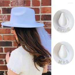 Berets Weiß Elegante Cowgirl Hut Braut Hochzeit Po Kostüm Requisiten Sommer Outdoor Frauen Mädchen Western Stil Cowboy Caps DXAABERETS DAV274C