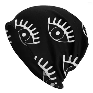 Baretten Witte Ogen Beanie Hoeden Grappige Vector Ojos Skullies Mutsen Outdoor Thermische Elastiek Unisex Caps Herfst Aangepaste Y2K Cool Bonnet