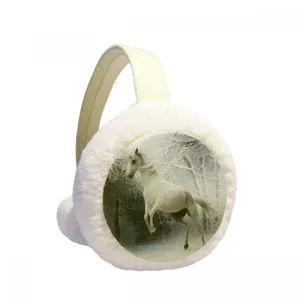Berets White Horse Science Nature Scenery Winter Ear Warmer Cable Gebreide harige Fleece Earmuff Outdoorberets