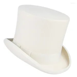 Bérets Chapeau haut blanc à bord court Magicien occidental pour le dîner en plein air tenue décontracté