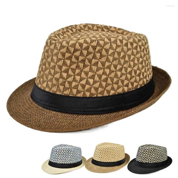 Berets Wholesale Summer 2024 Short Brim Fedoras panama plage paille jazz chapeau soleil pour hommes femmes Sunhat Chapeau Poulle