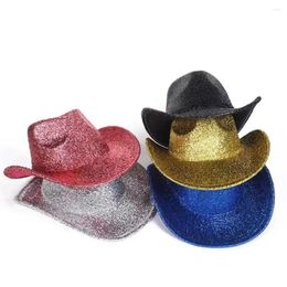 Bérets à large bord Cowboy Hat Festival Sparkly Disco Glitter Western Bedazzled Bling Sun Femmes Hommes