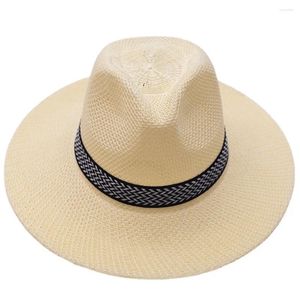 Berets Wide Brim Straw Hat Leisure Summer Cap Fedora Travel Sun for Women Men Style Simple Sombreros Para Mujer El Sol