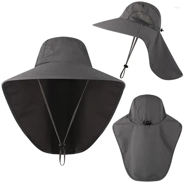 Bérets Widen Brim UPF40 Chapeau de pêcheur de pêcheur Parasol Nylon Séchage rapide Respirant Bouclier solaire Cyclisme Escalade Chapeaux de course Porter doux