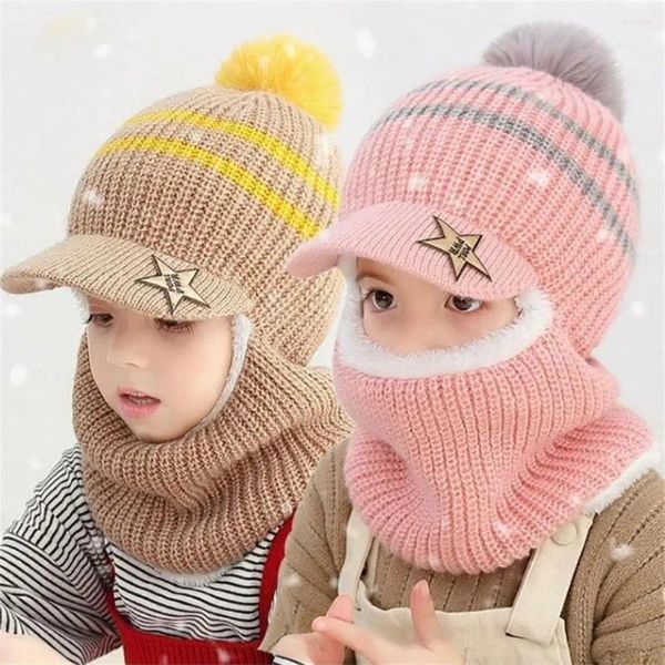 Boinas a prueba de viento gorra con protección para los oídos invierno cálido bufanda con capucha orejera forro polar gorras de béisbol gorros de punto para niños