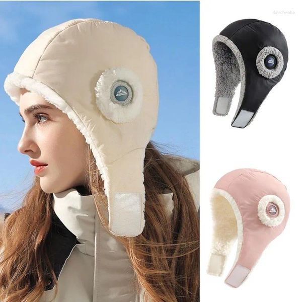 Bérets coupe-vent en peluche Ushanka femmes chapeau de bombardier doux protection de l'oreille hiver chaud chapeaux de trappeur ski escalade cache-oreilles cagoule mode