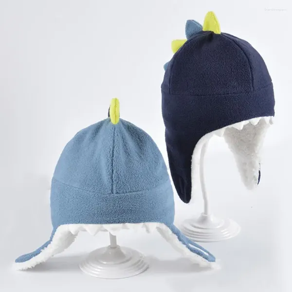 Bérets coupe-vent chaud chapeau gants ensemble Double couche dessin animé dinosaure forme bébé chapeaux mitaines polaire pour garçon