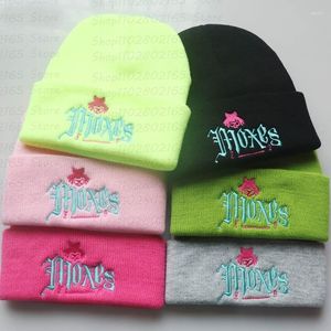 Bérets Hiver 2023 Mode Punk Chapeau Brodé Femmes Y2k Esthétique Tricot Pull Chapeaux Grunge Hip Hop Bonnet Caps Chaud Femme Ski Masque