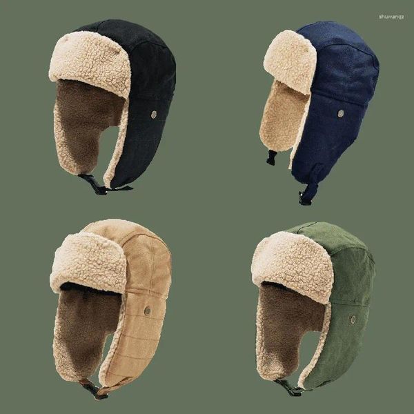 Bérets d'hiver pour adultes, casquette de pilote, mode coton et lin, tissu Ushanka, Protection chaude des oreilles, chapeau de moto en plein air, vente en gros