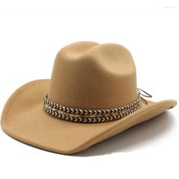 Berets Winter Herfst Heren Western Women Cowboy Hat For Gentleman Lady Cowgirl Jazz Wide Brim voelde Fedora Sombrero Hombre
