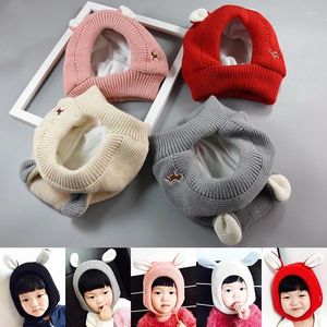 Bérets d'hiver pour bébé, chapeau tricoté en laine et en peluche pour enfants, bonnet mignon de protection d'oreille de chien, casquette chaude pour enfants