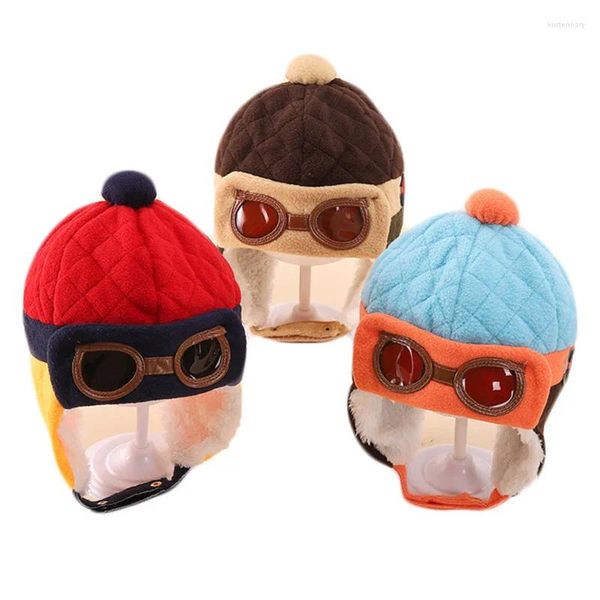 Bérets hiver bébé pilote chapeau pour garçons filles chaud enfants oreille-cap en peluche enfant en bas âge bonnet enfants en plein air coupe-vent chapeaux