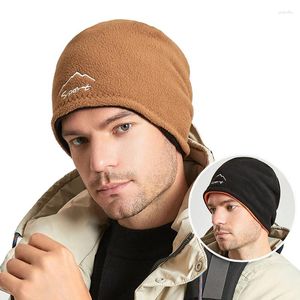 Bérets Bonnet d'hiver pour hommes Double face portable lettre broderie chapeau de ski doux armée militaire tactique crâne lâche montre chaude casquette
