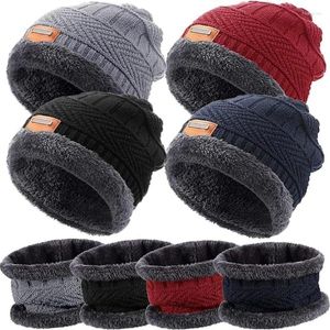 Bérets hiver bonnet chapeau pour hommes polaire écharpe femmes tricoté chaud casquette épaisse laine cou plus chaud cagoule masque Skullies bonnets