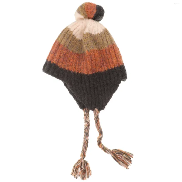 Bérets d'hiver bonnet chapeau chaud doublé polaire oreillettes tricot mignon Pom oreilles couverture doux flou extérieur crâne casquette hommes femmes