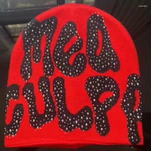 Baretten Winter Mutsen Mea Culpas Furry Diamond Styles Y2K Skullies Kpop Gebreide Muts Kasjmier Ontwerp Koude Cap voor Dames Accessoire d6