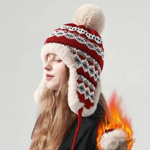 Bérets hiver bombardier chapeau pour femmes fausse fourrure trappeur extérieur oreille protecteur chaud épais neige russe