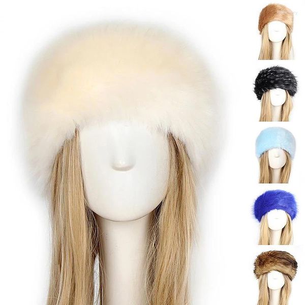 Boinas Gorros de invierno Sombreros de piel sintética para mujeres Hombres Gorro cálido Calentador de orejas Suave y esponjoso Espesar Diadema Bombardero Gorro de nieve