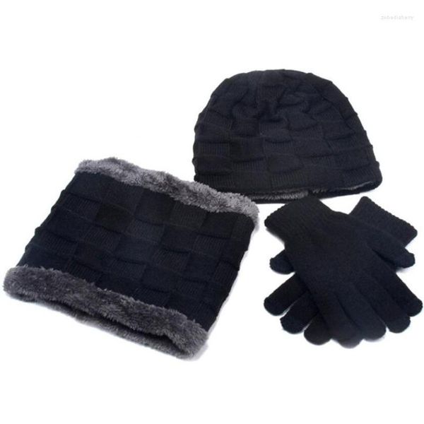 Boinas de invierno para niños, sombrero, bufanda, guantes, conjunto de 3 piezas, gorro de felpa de punto cálido para exteriores, bufandas y accesorios para niños con pantalla táctil